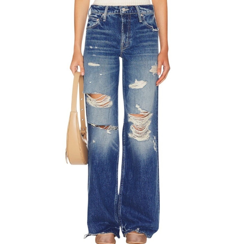 Mother Superior Jeans THE DOWN LOW SPINNER HEEL Shredded BDE WASH Baggy 27